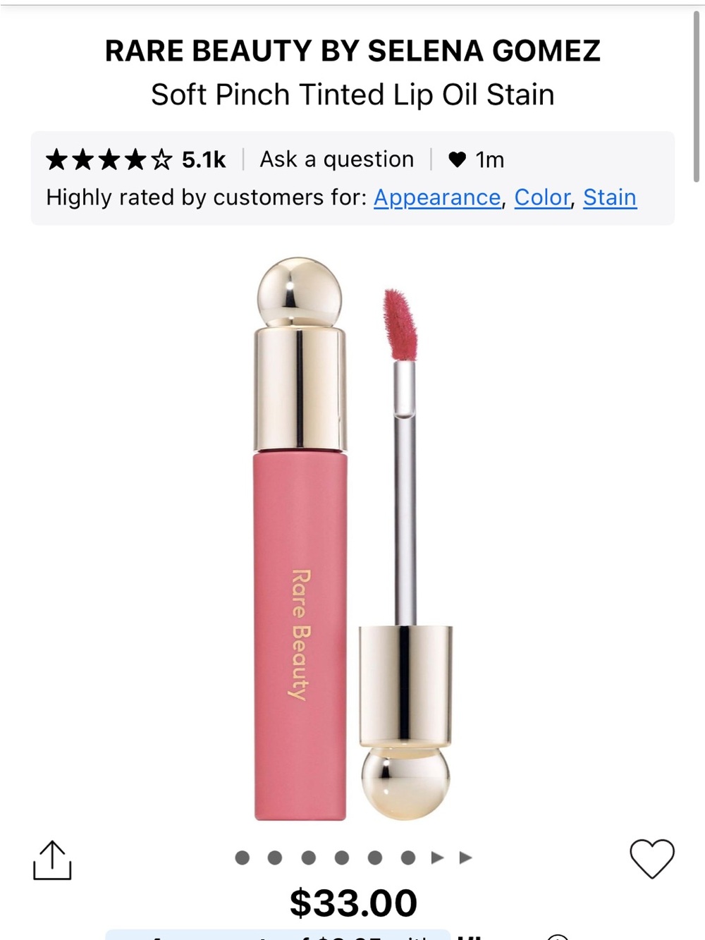 Rare Beauty Soft Pinch Tinted Lip Oil Stains